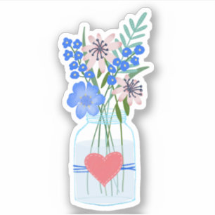 Adesivo Floral Periwinkle Masons Jar Sticker