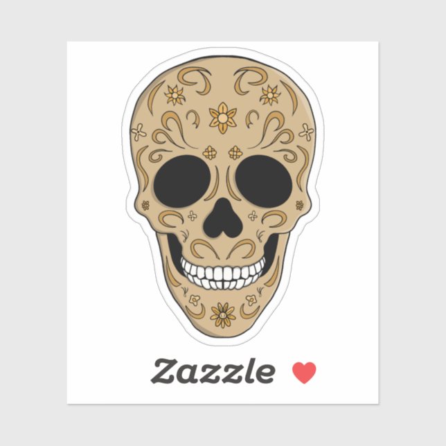 Adesivo Floral Sugar Skull Dia de los Muertos (Folha)