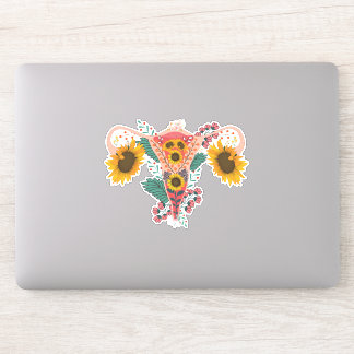 Adesivo Floral Uterus Anatomy Sticker, Flower Feminist