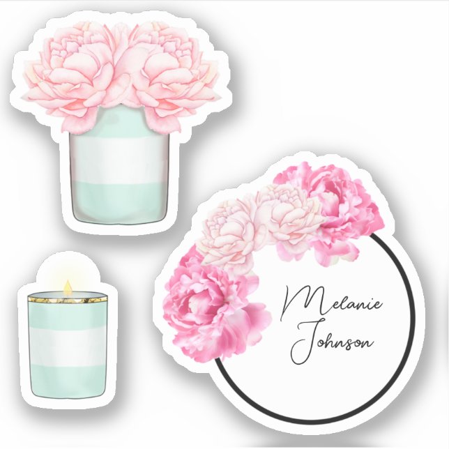 Adesivo Floral Verde Girly Bonito do Rico Moderno (Frente)