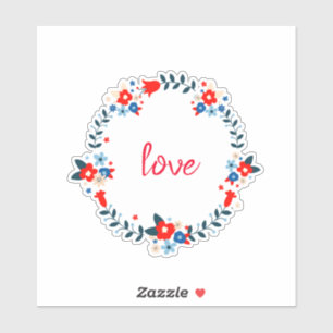 Adesivo Floral Wreath Circular Love