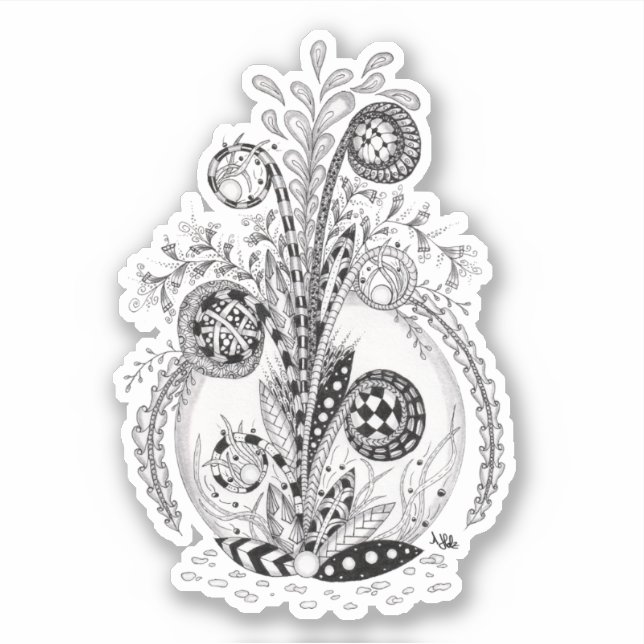 Adesivo Florale Pflanze im Tangle Design -  (Frente)