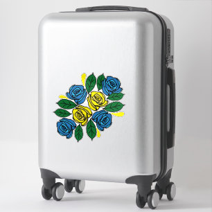 Adesivo Flores Azuis e Amarelas Folk Art Narrowboat