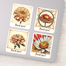 Adesivo Flores Chrysanthemum Groovy Retro Personalizado