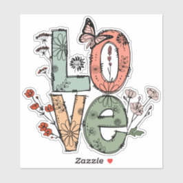 Adesivo Flores de Amor e Borboletas Verde Laranja