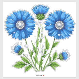 Adesivo Flores de Anêmona Azuis com Caules Verdes
