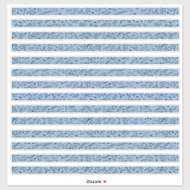 Adesivo Flores de Boho - Tiras de Thin Azul Clássicas (Folha)