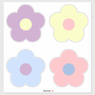 Adesivo Flores De Cartoon De Pastel Girly Bonitas Retro