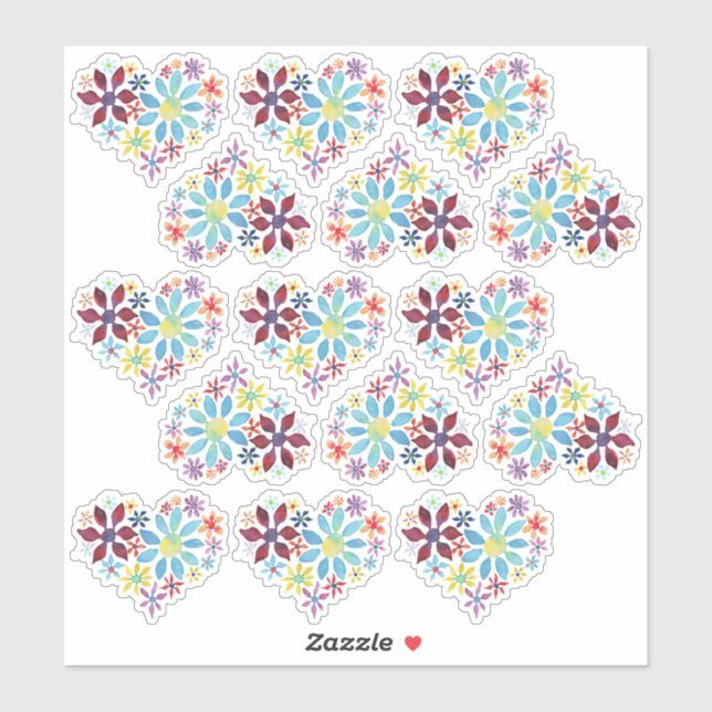 Adesivo Flores de Cores de Água (Folha)