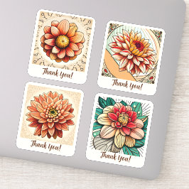 Adesivo Flores de Dahlia Groovy Personalizadas Retrô