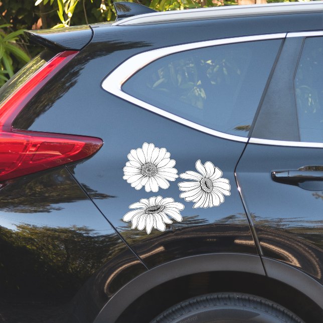 Adesivo Flores de margarida conjunto de 3 margaridas ideai (Lado do carro)