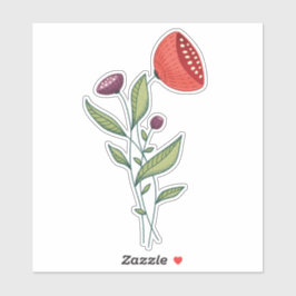 Adesivo Flores de Mola Abstrato Arte de Linha Botânica