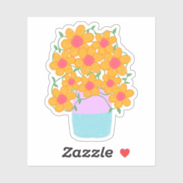 Adesivo Flores De Mola Laranja E Rosa