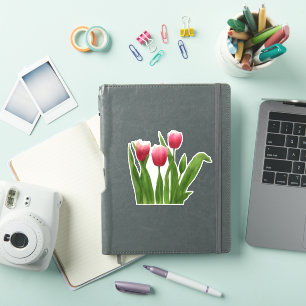 Adesivo Flores de Tulipas Vermelhas com Greenery