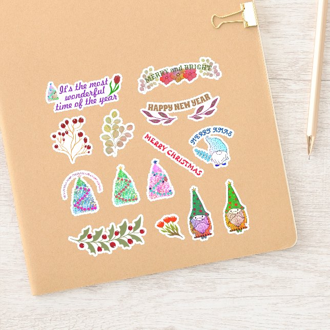 ADESIVO FLORES E FOLHAS DE NATAL (Notebook)