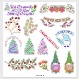 ADESIVO FLORES E FOLHAS DE NATAL