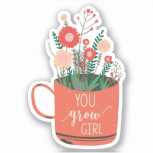 Adesivo Flores Frase Floral Fofa Você Cresce Menina 