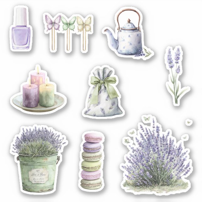 Adesivo Flores Lavanda Balde Verde (Frente)