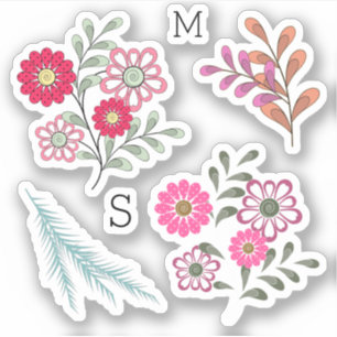 Adesivo Flores, margaridas, folhas, florais, letras,