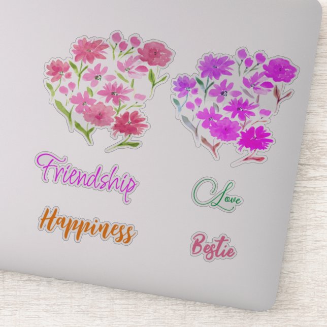 Adesivo Flores Selvagens de Aquarela de Coleção de Amizade (Detalhe)