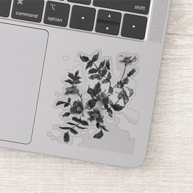 Adesivo Flores-silvestres brancas-negras modernas e elegan (Detalhe)