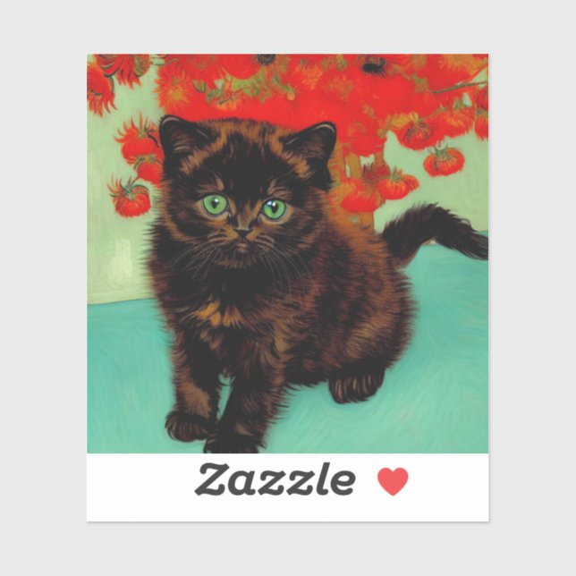 Adesivo Flores Vermelhas de Gogh Pretas (Folha)