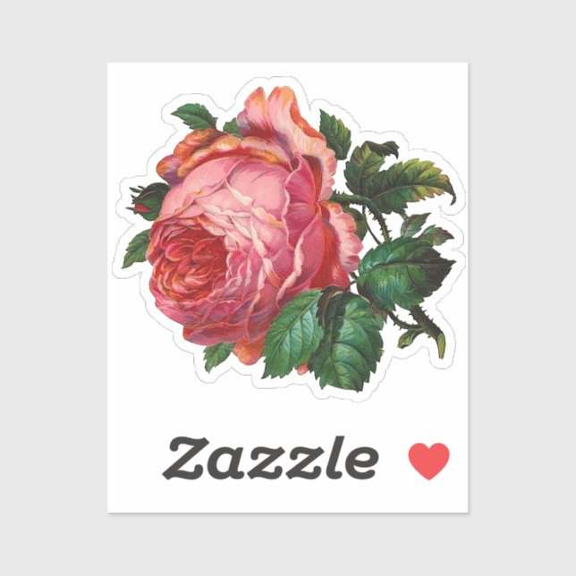 Adesivo Flores Vintage Rosas Rosa Floral (Folha)