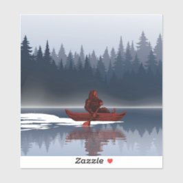 Adesivo Floresta de Pinheiros Bigfoot Lake Canoe Wildernes