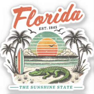 Adesivo Florida, The Sunshine State - Sunset Beach Scene