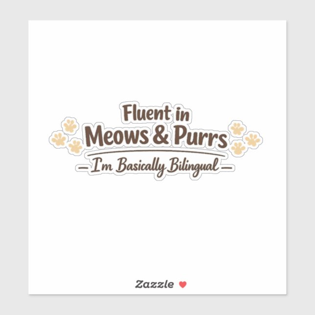 Adesivo Fluent in Meows & Purrs Funny Cat Lover Gift (Folha)