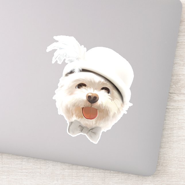 Adesivo Fluffy Dog com White Hat (Detalhe)
