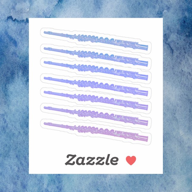 Adesivo Flute Music Pink Blue Roxo (A die cut sticker with pink, blue and purple flutes.)