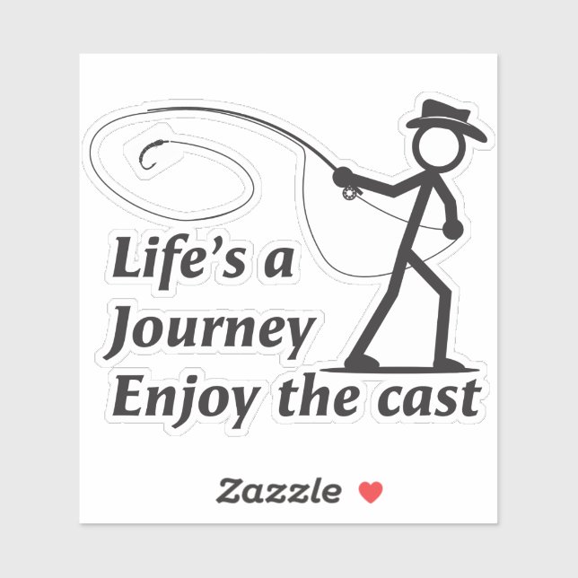 Adesivo Fly Fishing stick figure guy casting a nymph (Folha)