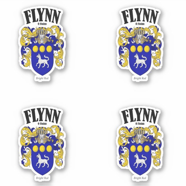 Adesivo Flynn Crest Tradução e significado irlandês (x4) (Frente)