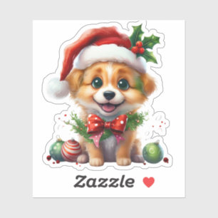 Adesivo Fofo de Natal bonito com Papai Noel e Arco
