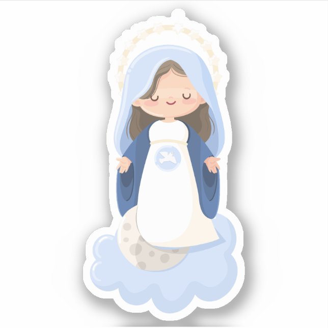 Adesivo Fofo Kawaii Virgem Maria (Frente)