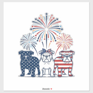 Adesivo Fogo de Artifício Patriótico Bulldog Design Vetori
