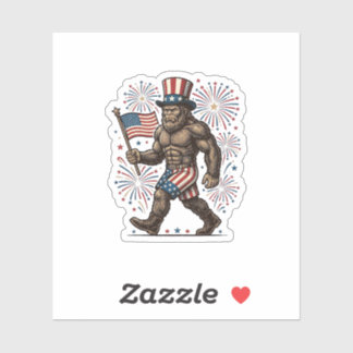 Adesivo Fogueira Patriótica de Sasquatch Gravura Vintage D