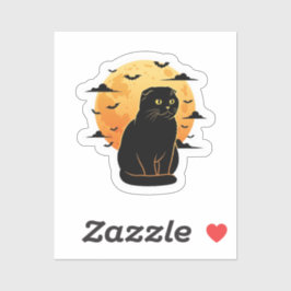 Adesivo Fold & Full Moon - Scottish Fold Cat Halloween