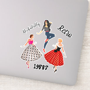 Adesivo folha/6 Polka-Dot 1950s Mulheres Retro Rockabilly