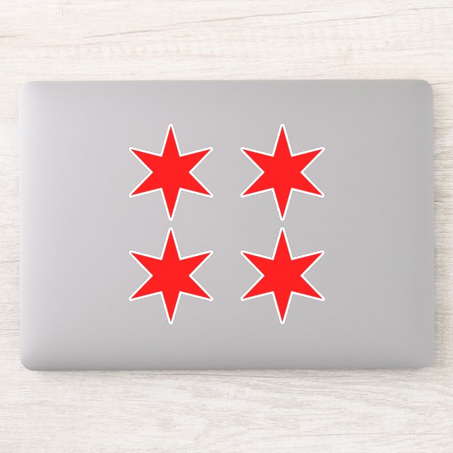 Adesivo Folha adesiva | Chicago Flag Red 6 Ponted Star (Computador)