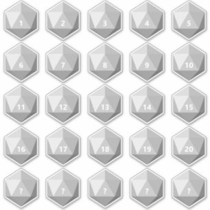 Adesivo Folha de 25 Texto Personalizado D20 Morte   Modelo