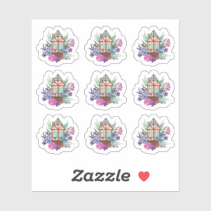 Adesivo Folha de Aquarela Floral Rústica de Chalé Chic