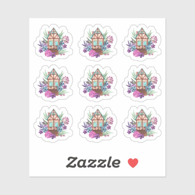 Adesivo Folha de Aquarela Floral Rústica de Chalé Chic (Folha)