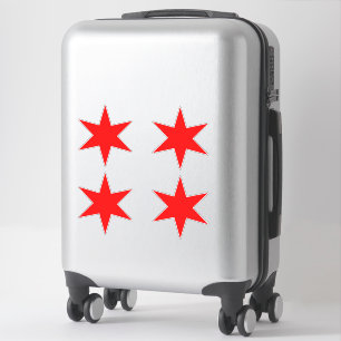 Adesivo Folha de Autocolante Chicago Flag Red 6 Pointed S