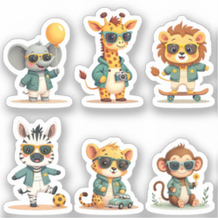 Adesivo Folha de Autocolante de Bebês Safari Cute — Kawaii