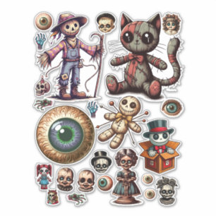 Adesivo Folha de horror escuro do Dia das Bruxas Negro