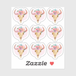 Adesivo Folha de Planejador de Aquarela de Caveira de Vaca