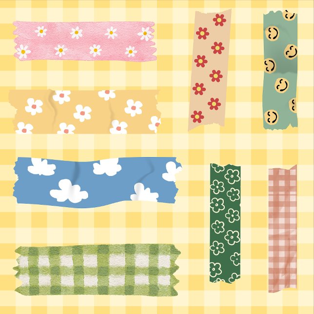 Adesivo Folha de rascunho de fitas florais coloridas (Cute scottish tepe for scrapbook. colorful pattern tapes. stickers)
