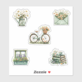 Adesivo Folha de Vinheta das Flores de Mola